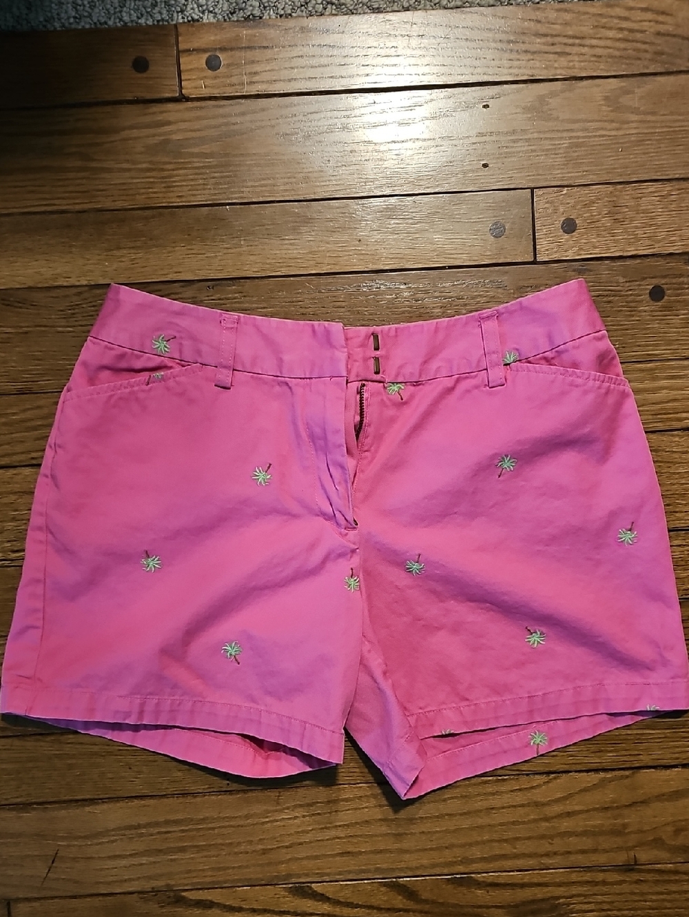 Pink Palm-Tree Shorts, Size 6, 100% Cotton